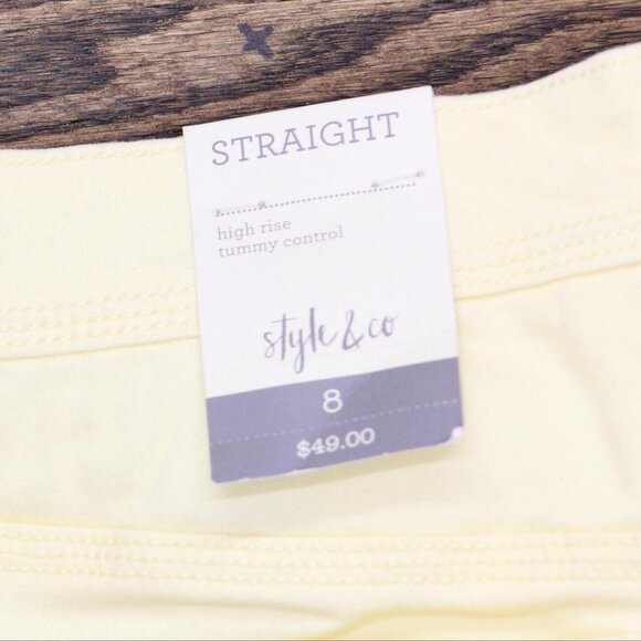 Style & Co Womens Tummy-Control Straight-Leg Fashion Jeans 54719FR819 Yellow 8 - Picture 3 of 9